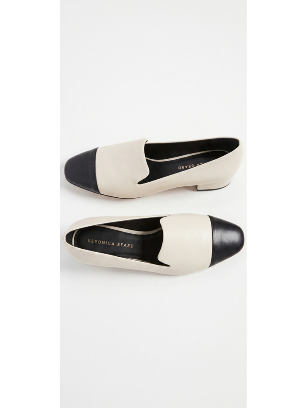 NWOT $375 MSRP Veronica Beard Two Tone Cap Toe Loafer Ecru Black Size 8.5 - Picture 7 of 7